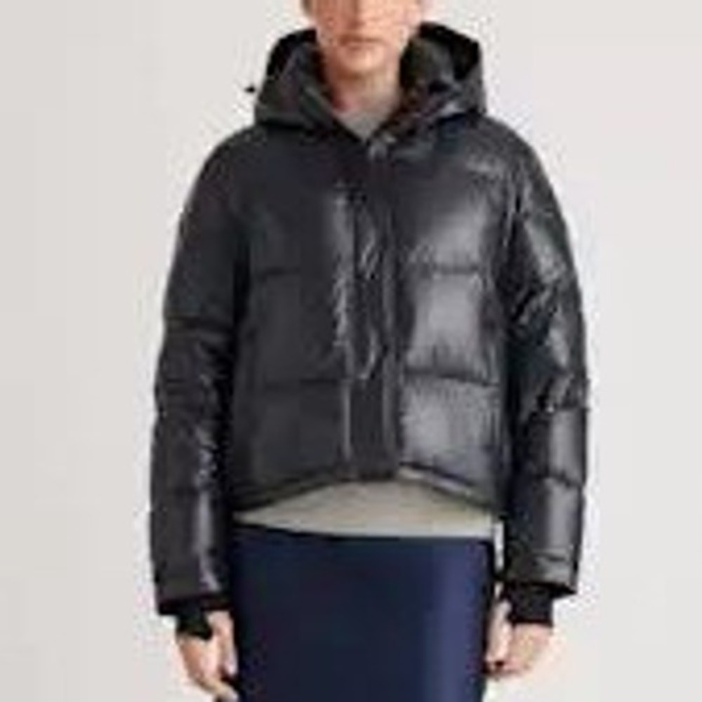Quince Responsible Down Cropped Puffer Jacket Shiny Black XL New With Tags
